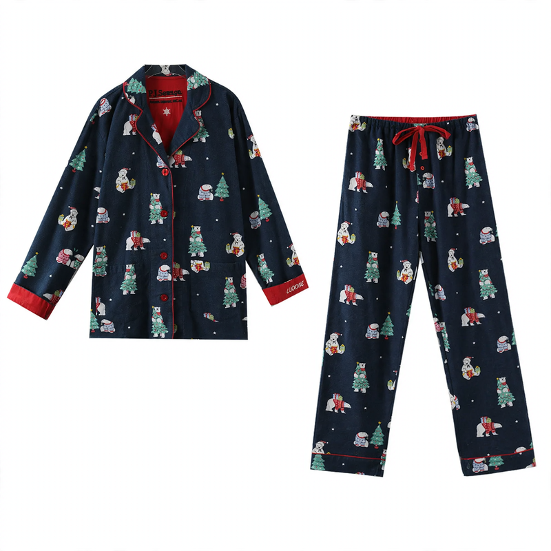 Women's Pajamas, Cotton, brushed on both sides, warm