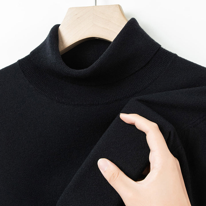 Men's wool pullover, fine knit, standing collar