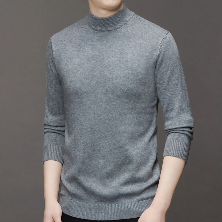 Men's knit sweater, stand-up collar, slim fit