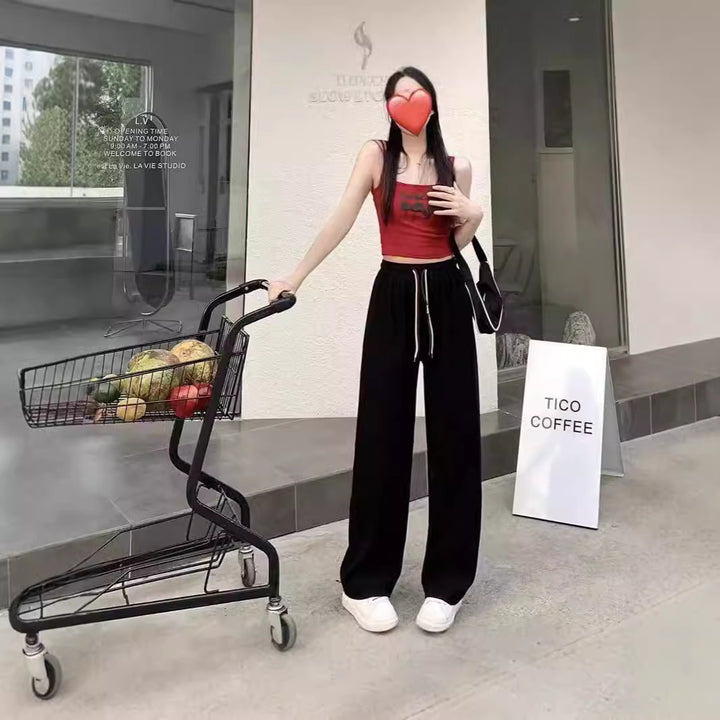 Women's corduroy pants with wide leg and belt