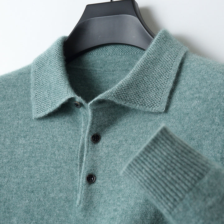 Men's Sweater, Polo Collar, Wool Cashmere, Business