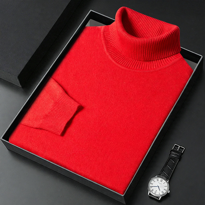 Men's turtleneck sweater, knitted, warm, solid color