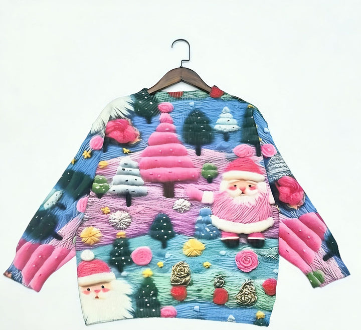 Women's Christmas sweater with 3D Santa Claus print