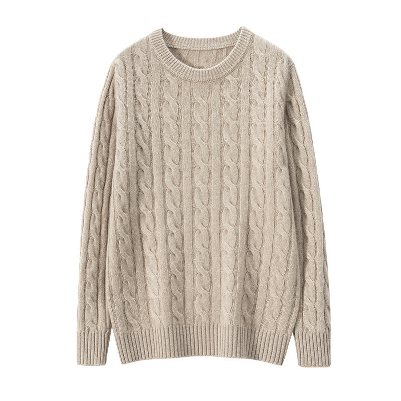 Men's cashmere sweater with stand-up collar and jacquard pattern