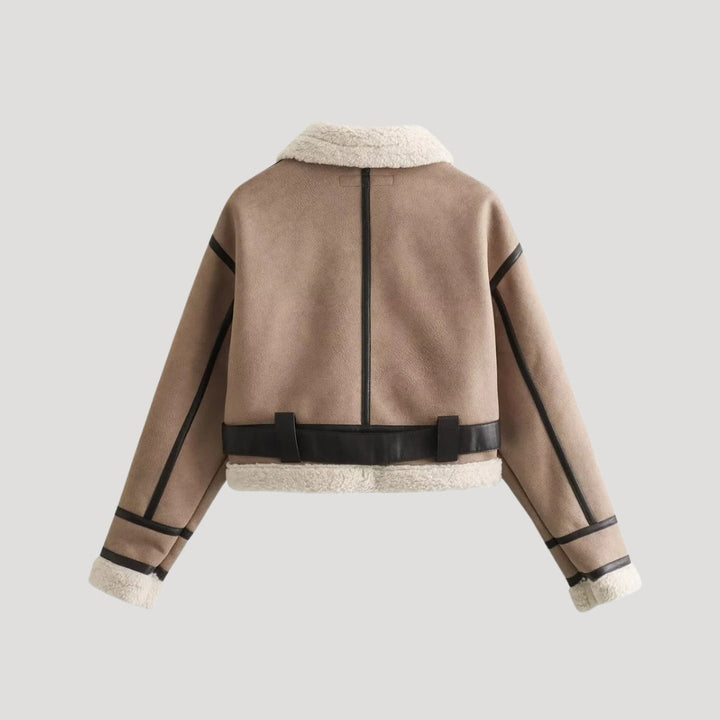 Mune | Women's Aviator Jacket Made of Faux Leather with Shearling Winter Coat