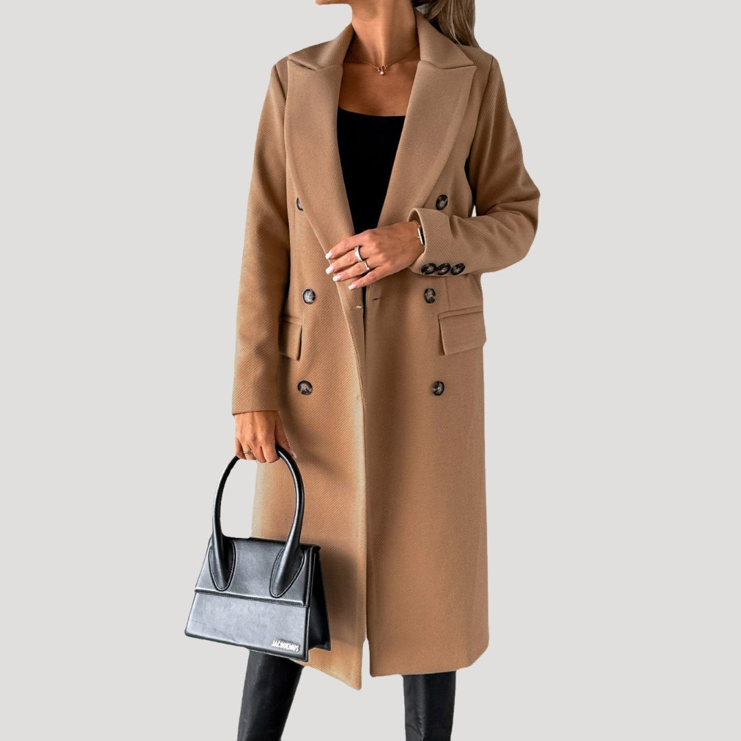 Mune | Women's long winter coat – double button placket tailored cut