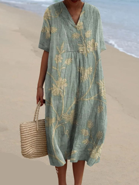 Mune Fashion | Casual dress with floral print made of breathable cotton fabric