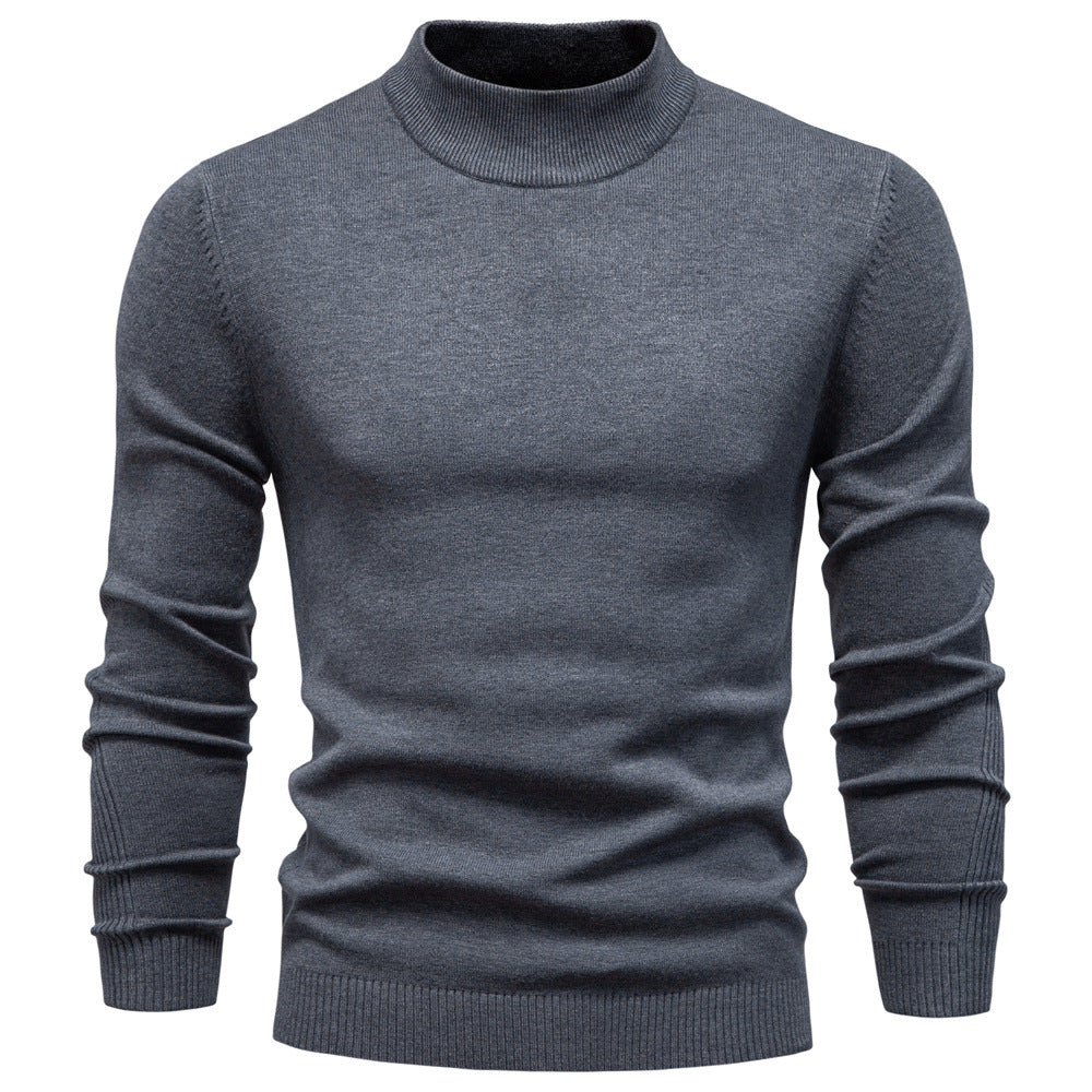 Men's turtleneck sweater, solid color, casual
