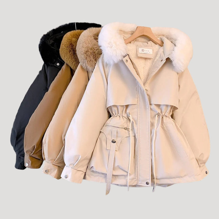 Mune | Women's winter parka coat with faux fur hood