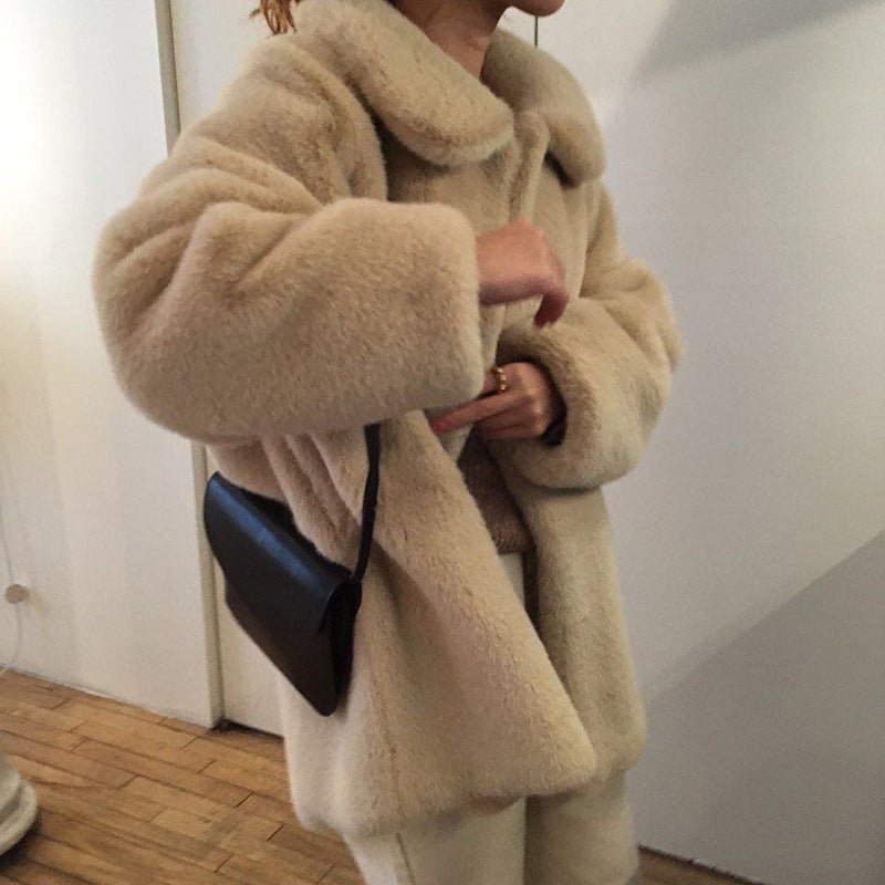 Korean style faux fur coat