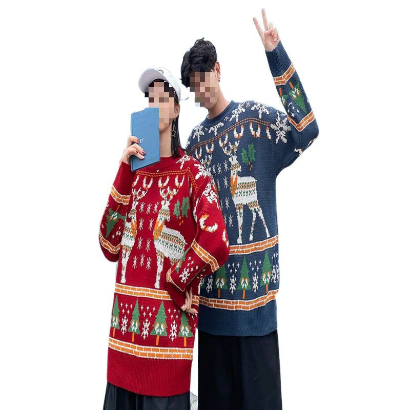 Christmas knit sweater, reindeer motif, lined