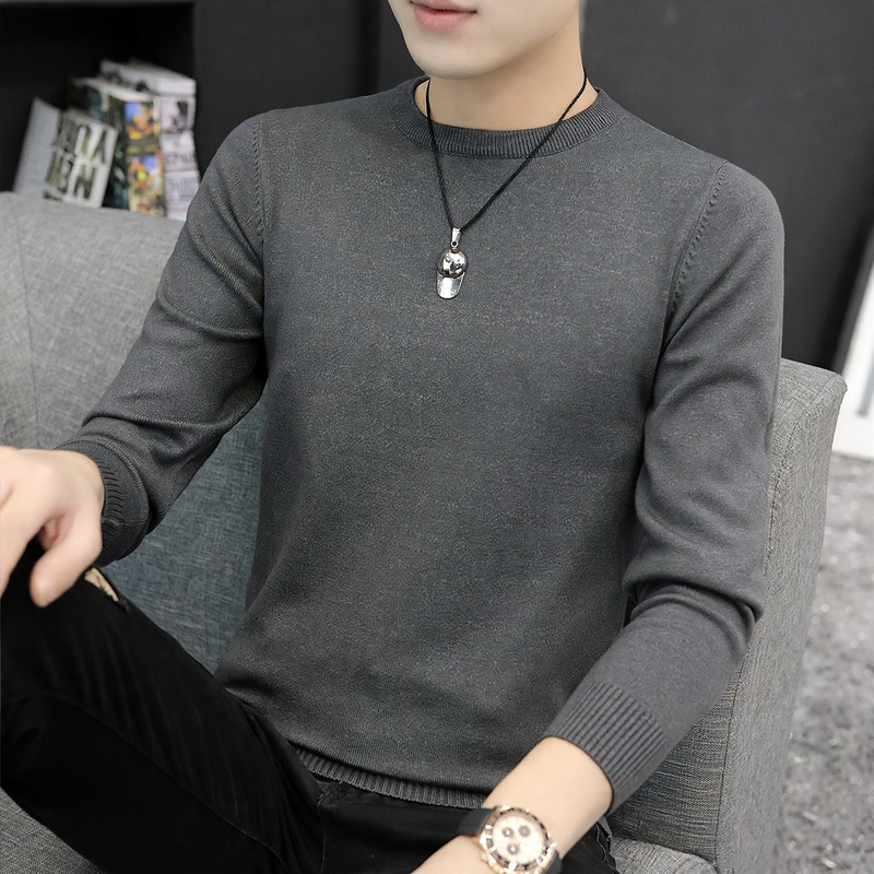 Men's knit sweater with half collar, heat insulating