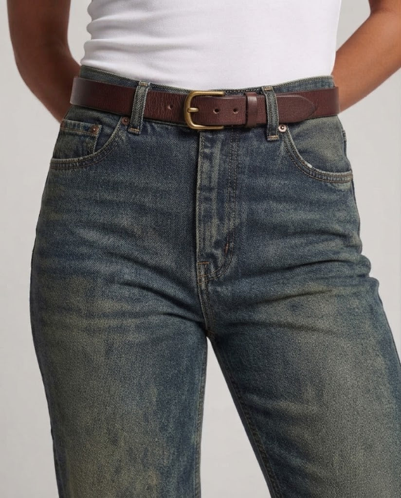 Women High-Waisted Relaxed-Fit Straight Jeans with Wide Leg and Vintage Wash Mune Fashion