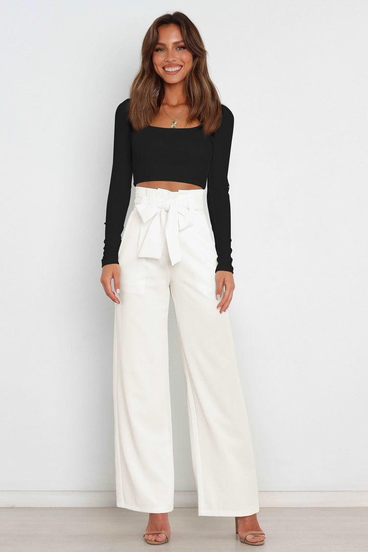 Mune Fashion | High Waist Paperbag Pants with Bow Detail