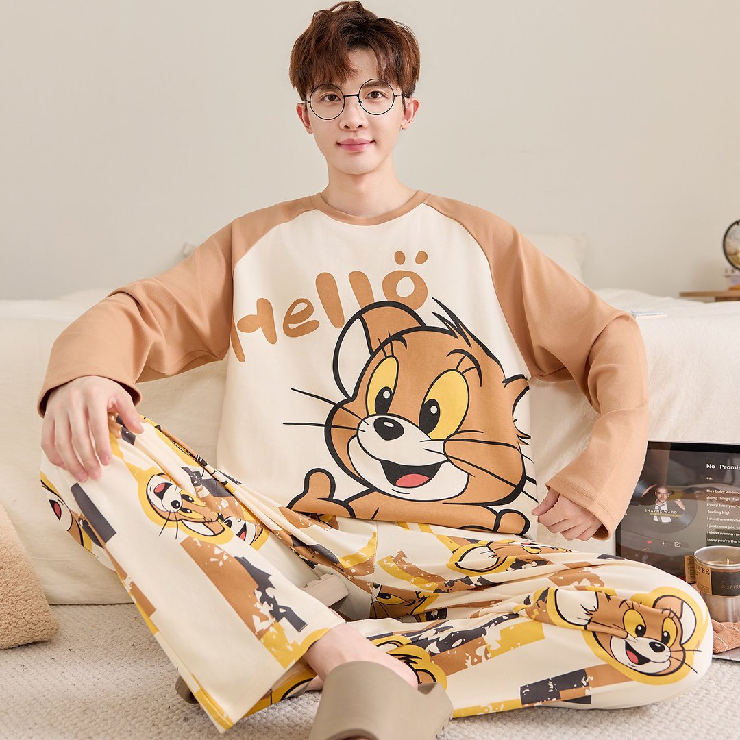 Men's Pajama Set, Cotton, Long Sleeve, Plus Size