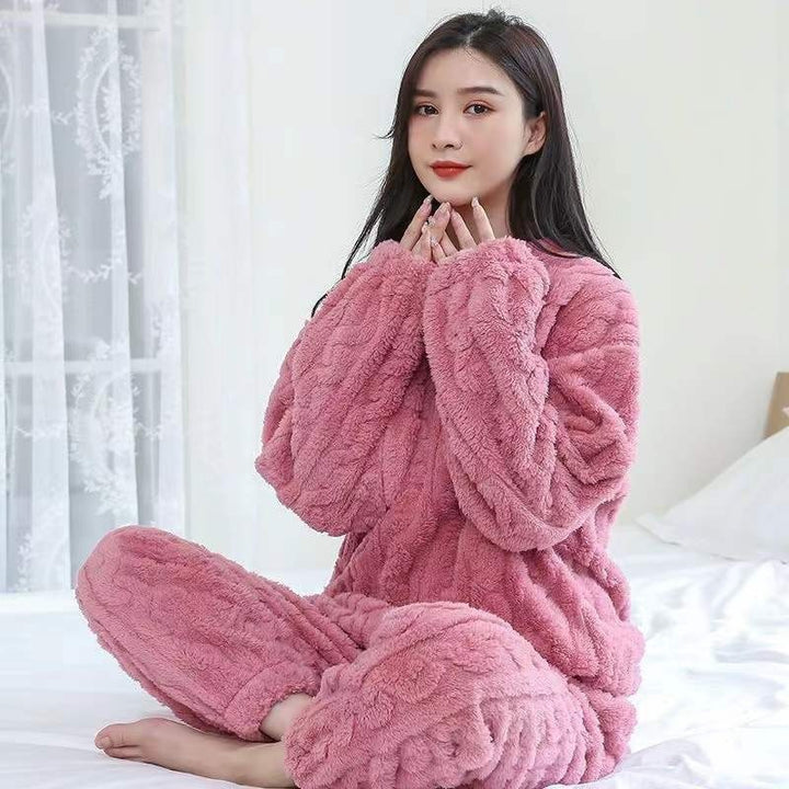 Women's house suit, coral fleece, lined, long-sleeved