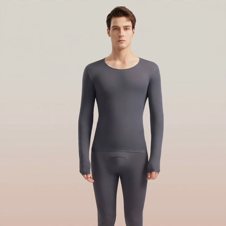 Men's thermal underwear set, seamless, round neck
