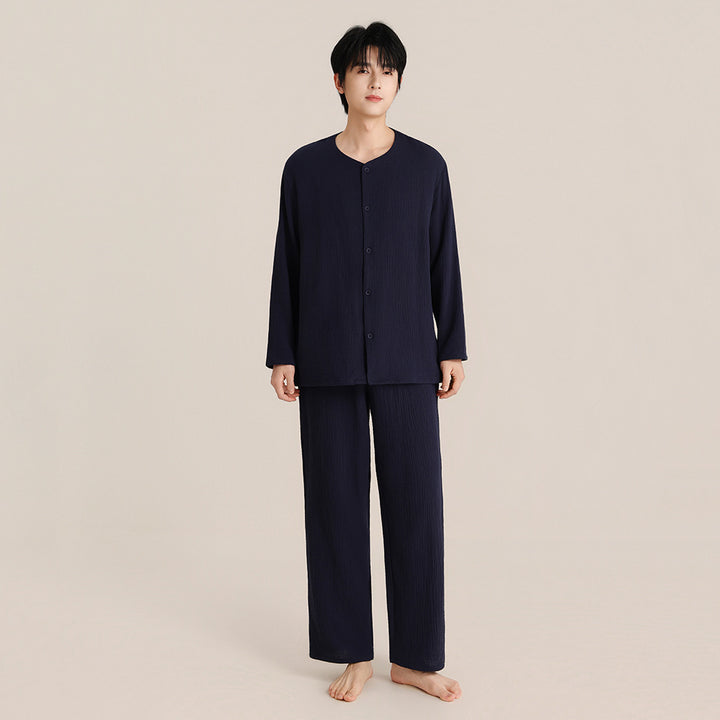 Cotton pajama set, round neck, for couples