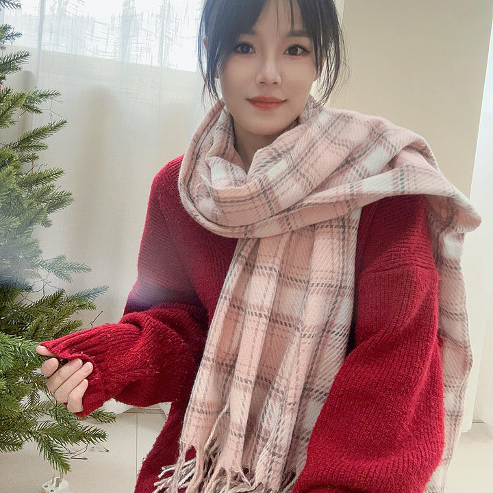 Thick checkered winter scarf, 200x50cm