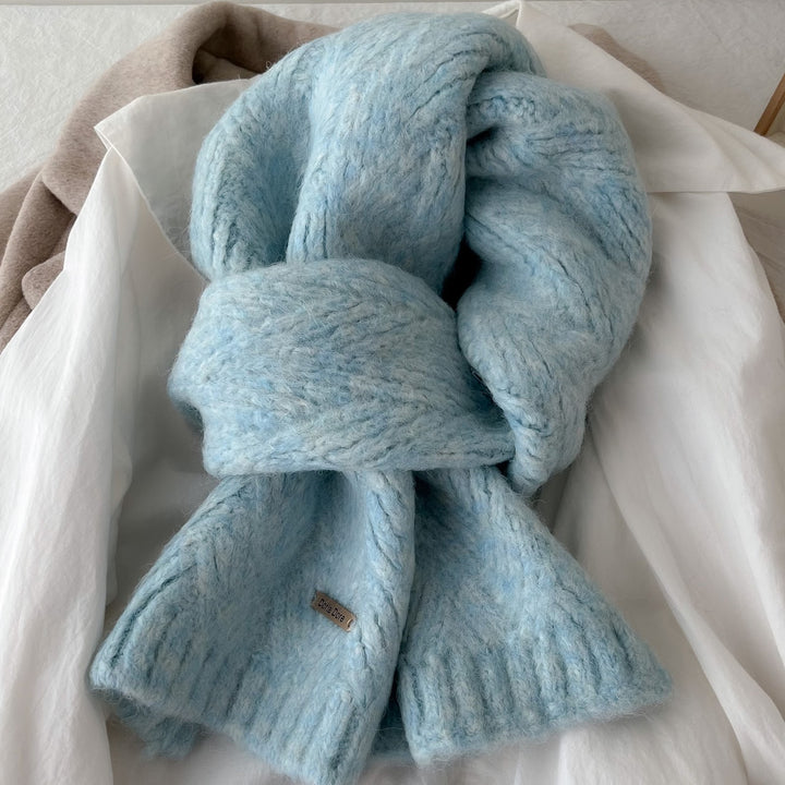 Alpaca wool blend scarf, knitted, 162cm