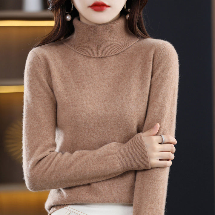 Elegant women's turtleneck sweater, knit, loose fit
