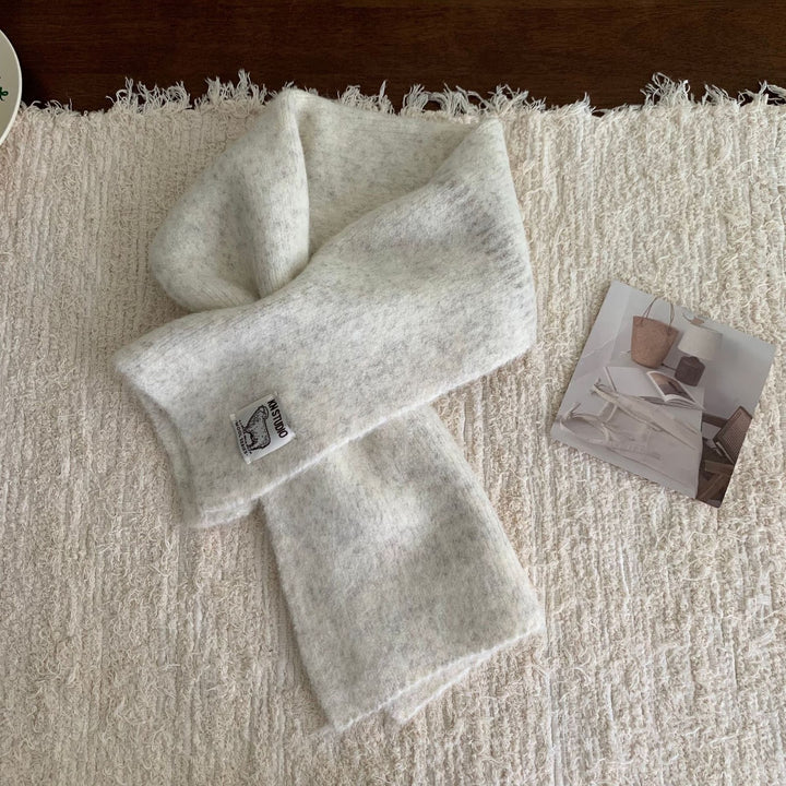 Short knit scarf with slit, alpaca wool blend