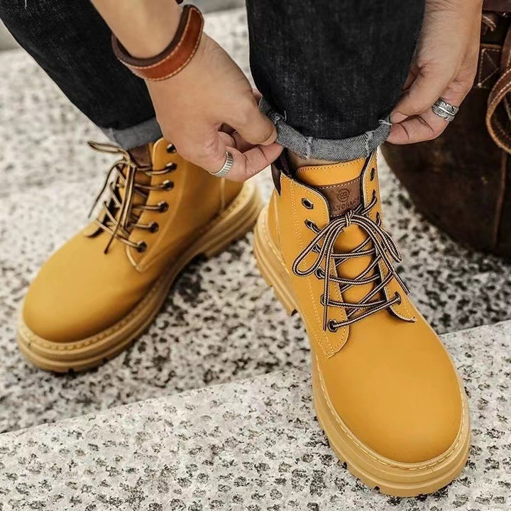 Robust unisex work-style boots, PU leather