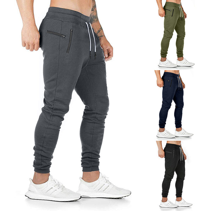 Men's tailored tapered joggers with elastic drawstring, cuffs, and zippered pockets Mune Fashion