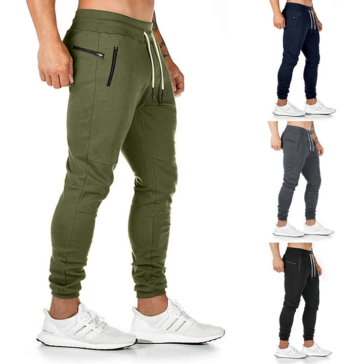 Men's tailored tapered joggers with elastic drawstring, cuffs, and zippered pockets Mune Fashion