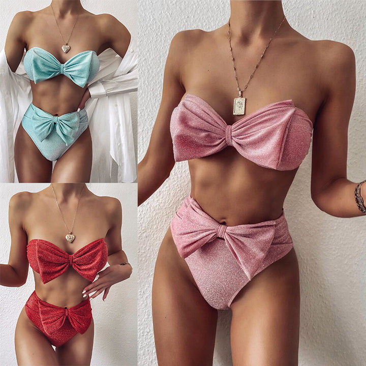 Women's Bandeau Bikini Set with Glamorous Ruffle Details Mune Fashion