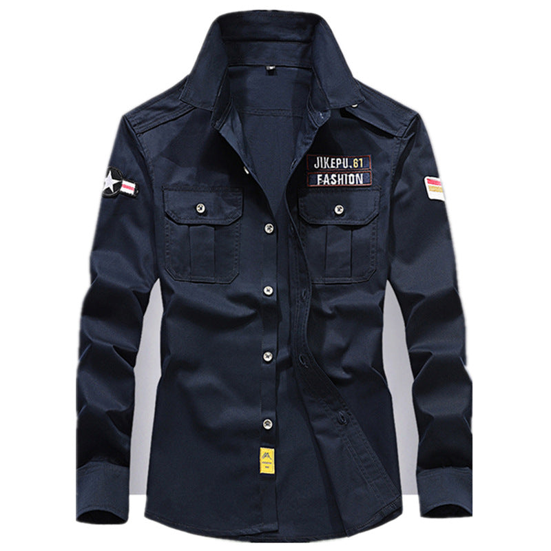 Men's utility shirt jacket made of lightweight cotton canvas with rolled sleeves and chest patch pockets Mune Fashion