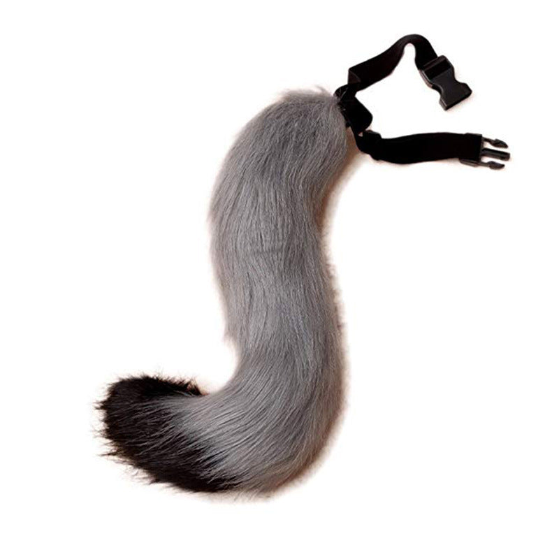 Women Removable Fluffy Faux-Fur Tail with Adjustable Attachment Belt Mune Fashion