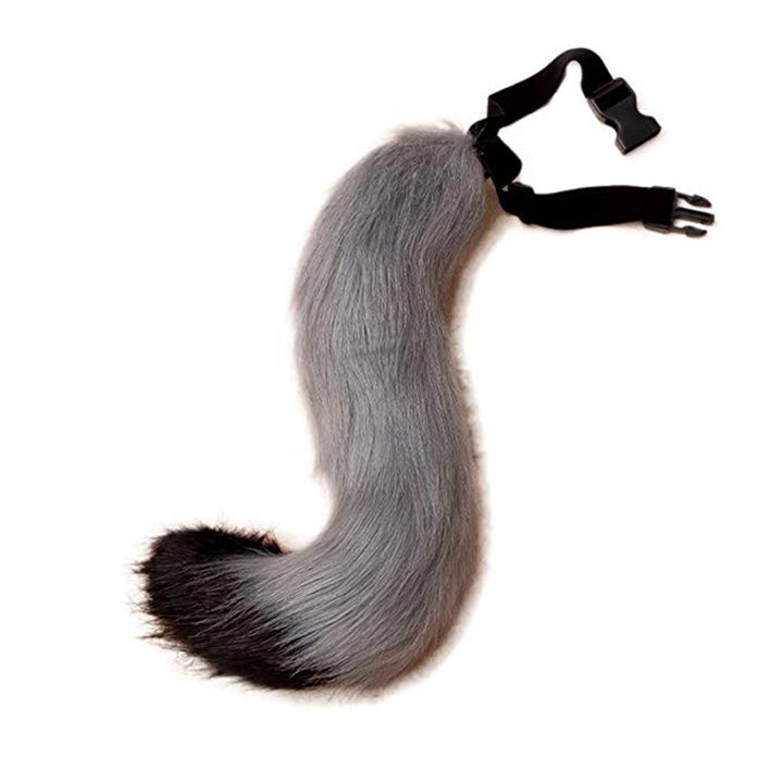 Women Removable Fluffy Faux-Fur Tail with Adjustable Attachment Belt Mune Fashion