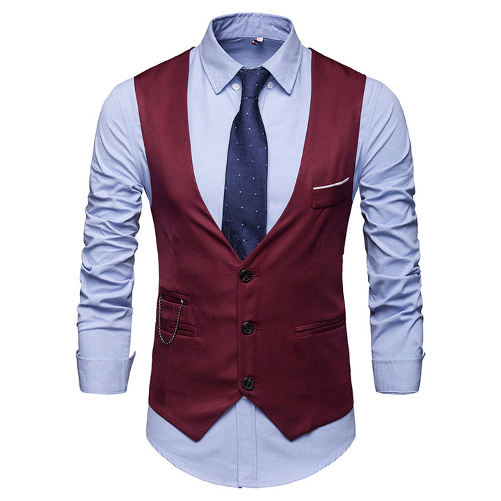 Men's tailored suit waistcoat with V-neck, chain detail and breast pocket Mune Fashion