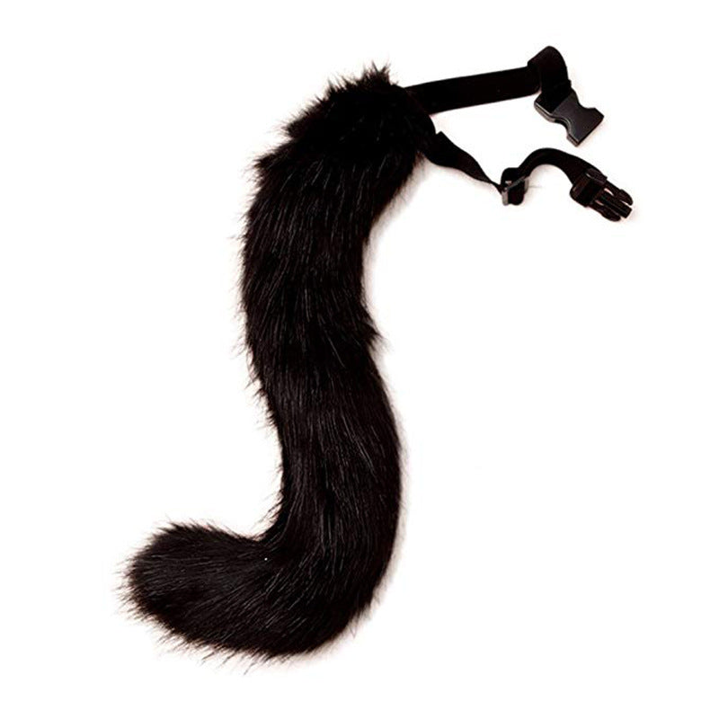 Women Removable Fluffy Faux-Fur Tail with Adjustable Attachment Belt Mune Fashion
