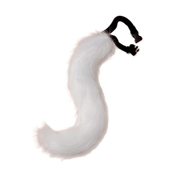 Women Removable Fluffy Faux-Fur Tail with Adjustable Attachment Belt Mune Fashion