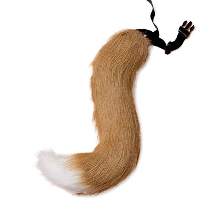 Women Removable Fluffy Faux-Fur Tail with Adjustable Attachment Belt Mune Fashion