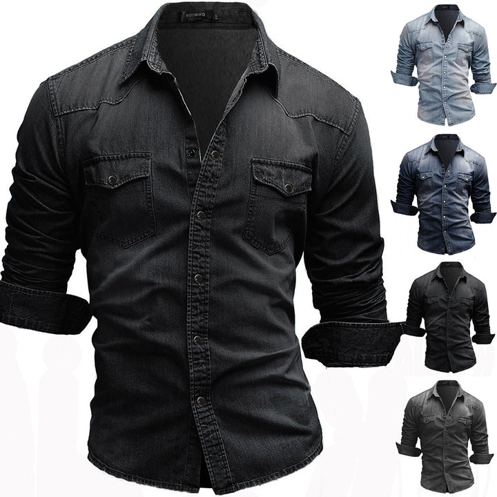 Men's loosely cut denim overshirt with flap pockets and rounded hem Mune Fashion