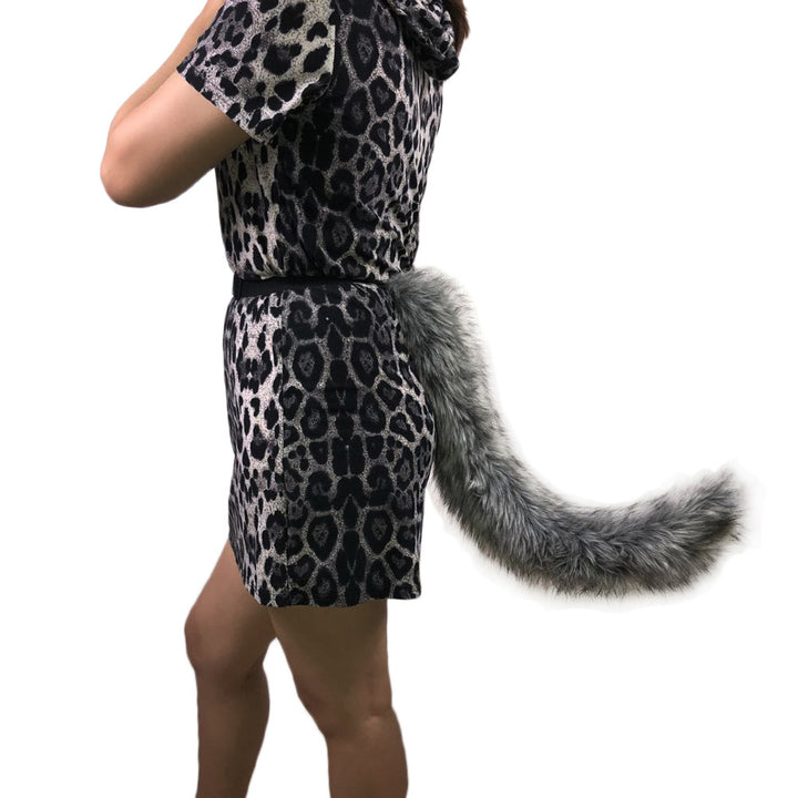 Women Removable Fluffy Faux-Fur Tail with Adjustable Attachment Belt Mune Fashion
