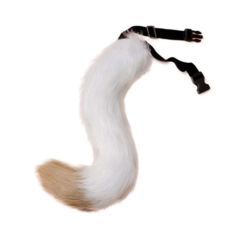 Women Removable Fluffy Faux-Fur Tail with Adjustable Attachment Belt Mune Fashion