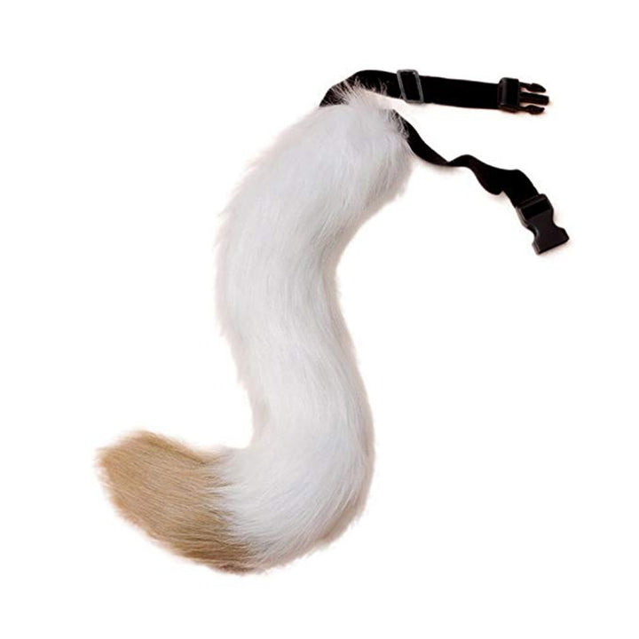 Women Removable Fluffy Faux-Fur Tail with Adjustable Attachment Belt Mune Fashion