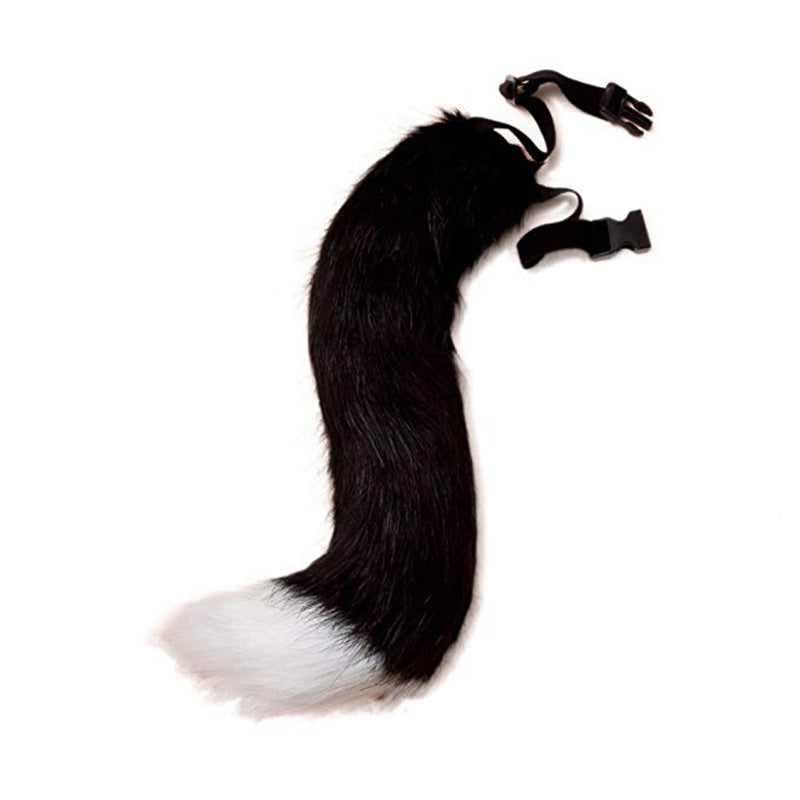 Women Removable Fluffy Faux-Fur Tail with Adjustable Attachment Belt Mune Fashion