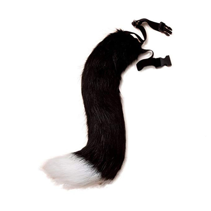 Women Removable Fluffy Faux-Fur Tail with Adjustable Attachment Belt Mune Fashion