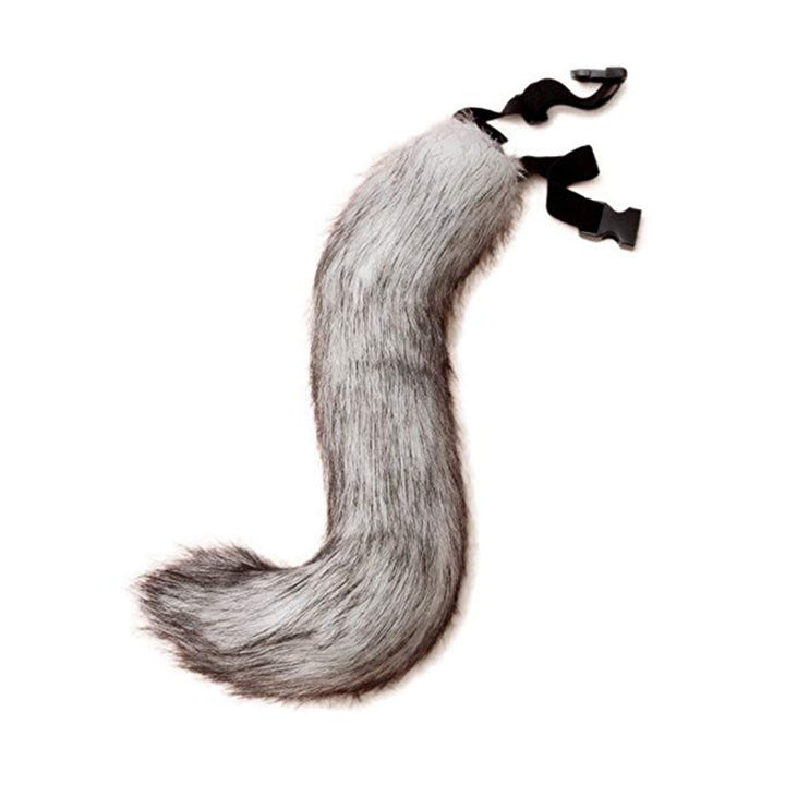 Women Removable Fluffy Faux-Fur Tail with Adjustable Attachment Belt Mune Fashion