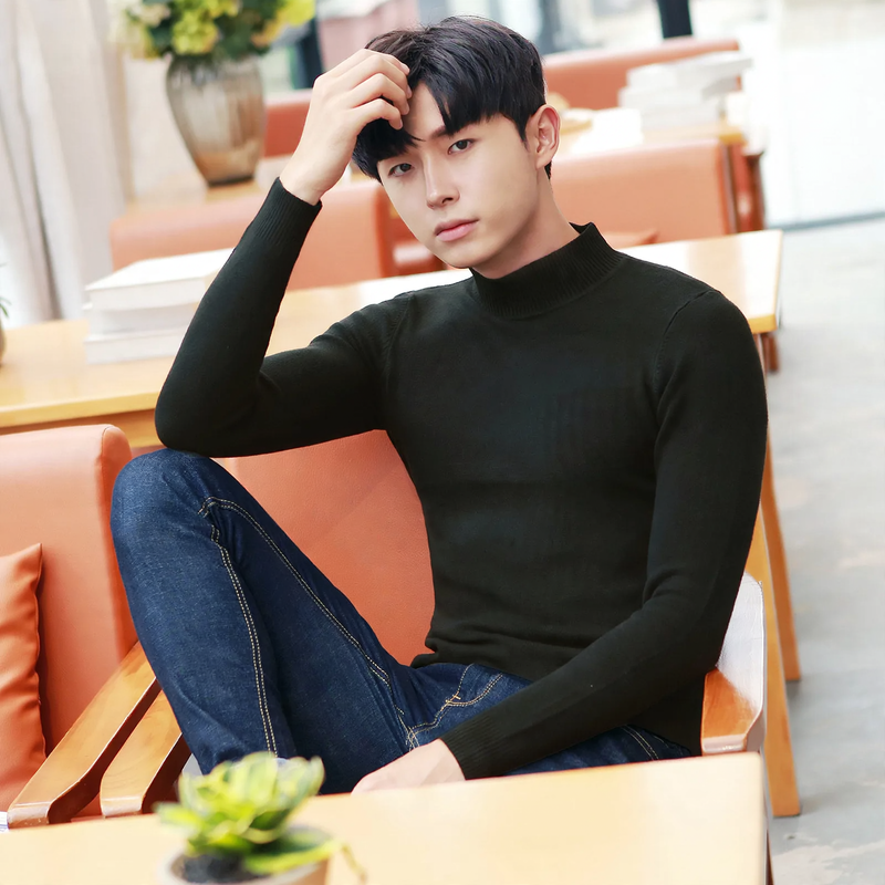 Men's turtleneck sweater, lined, warm
