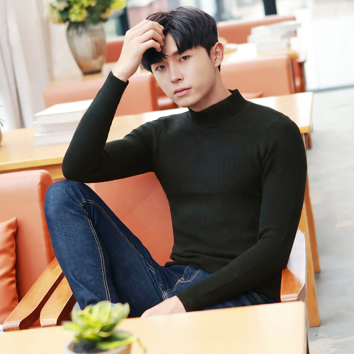 Men's turtleneck sweater, lined, warm
