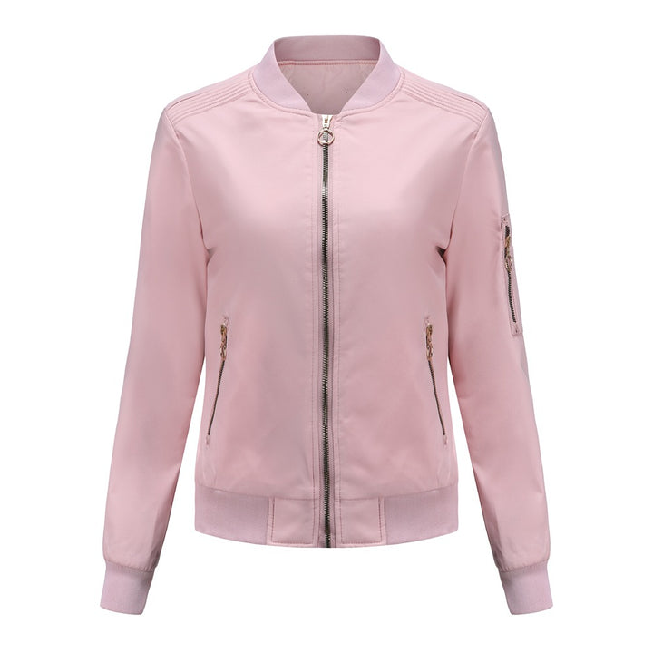 Women's lightweight sporty bomber jacket with ring zipper and arm pocket Mune Fashion