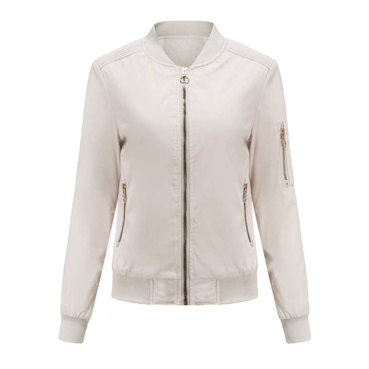 Women's lightweight sporty bomber jacket with ring zipper and arm pocket Mune Fashion