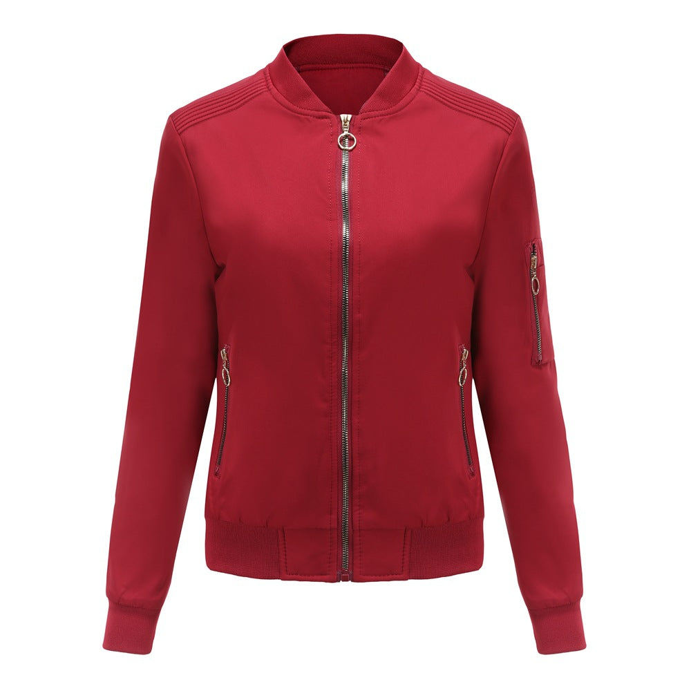 Women's lightweight sporty bomber jacket with ring zipper and arm pocket Mune Fashion