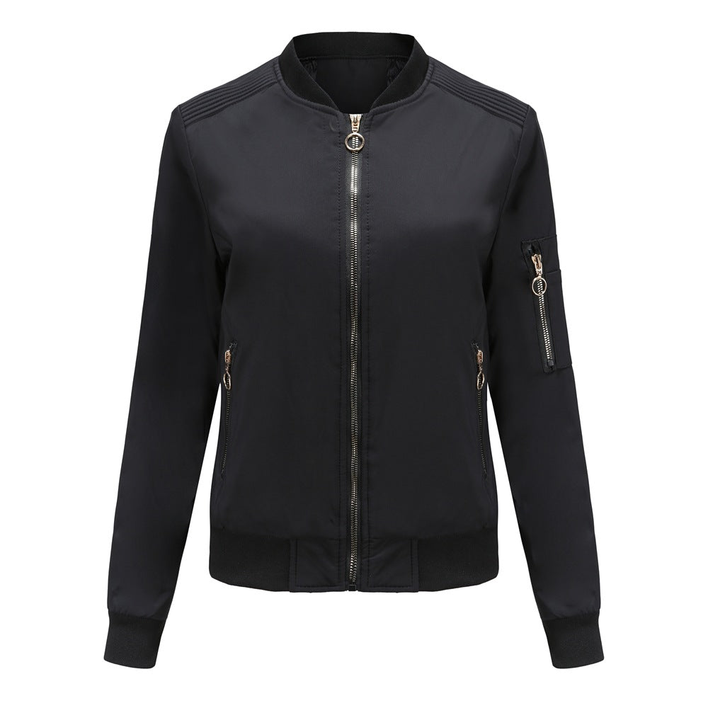 Women's lightweight sporty bomber jacket with ring zipper and arm pocket Mune Fashion